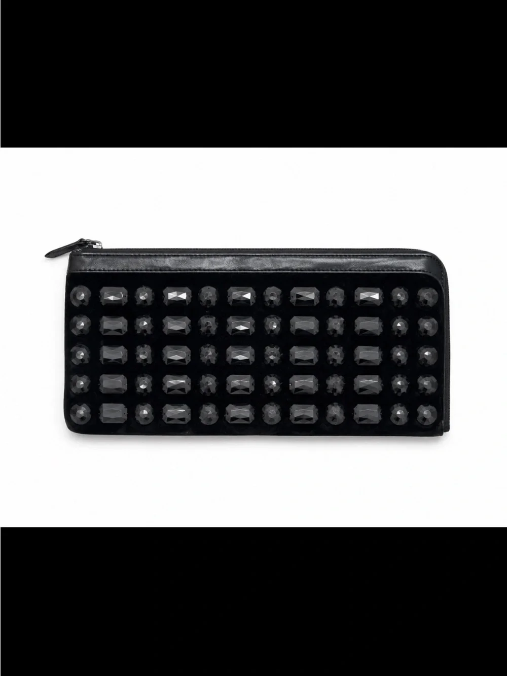 LuLu Black velvet jeweled clutch wristlet